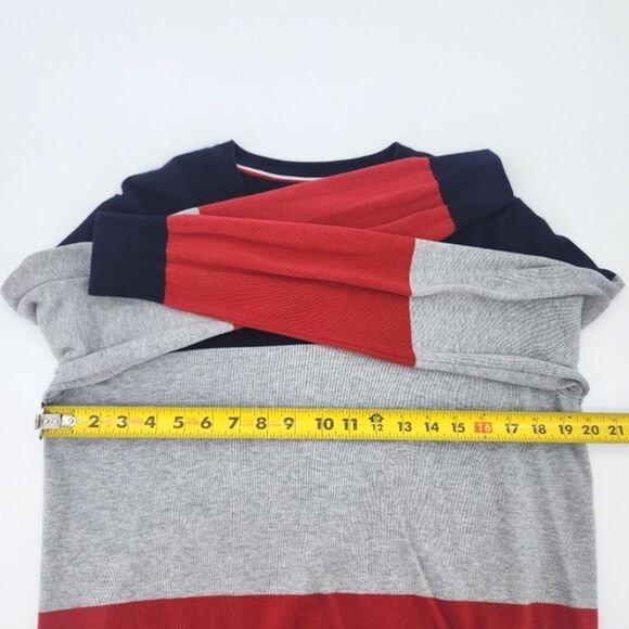 Tommy Hilfiger Logo Sweater Mens Size Medium Colorblock V Neck 90s Retro Preppy - Picture 6 of 7